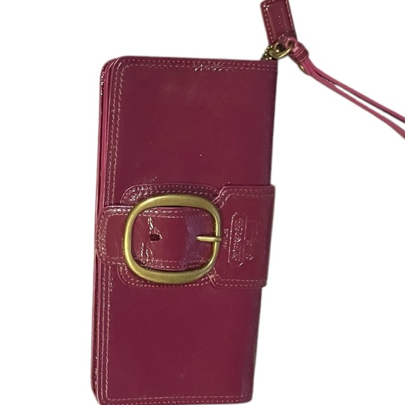 Coach Patent Leather Wristlet Wallet Plum - Picture 8 of 9
